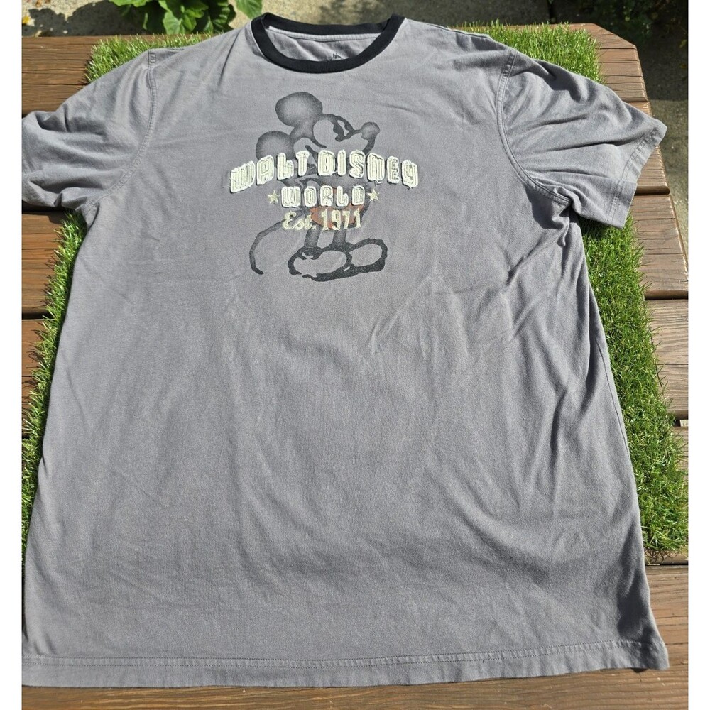 Disney Parks T Shirt Men's XL 3D Gray Disneyland Parks Mickey Embroidered Tee